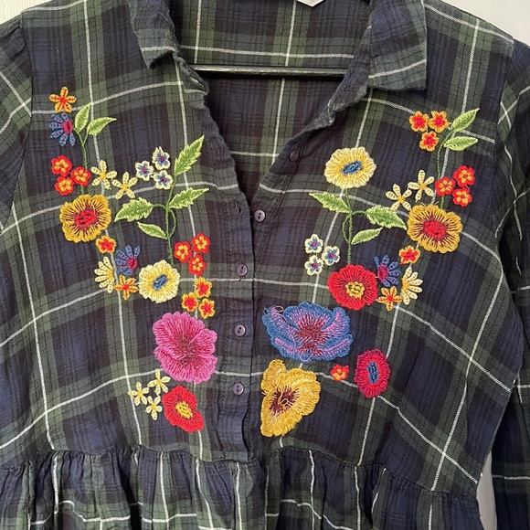 Zara Trafaluc Embroidered Plaid Shirt - Picture 3 of 7